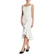 thumbnail image 1 of INSPIRE CHIC Vestido Midi de Cola de Pez sin Mangas con Escote Corazón Elegante y Volantes para Mujeres en Beige y Blanco, 1 of 5