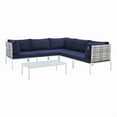 thumbnail image 2 of Modway Harmony 6-Piece Fabric Basket Weave Patio Sofa Set in Taupe/Navy, 2 of 13