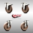 thumbnail image 2 of 5 Inch 316SS High Temp Glass Filled Nylon Top Plate Caster Set 2 Lock Brakes SCC, 2 of 2