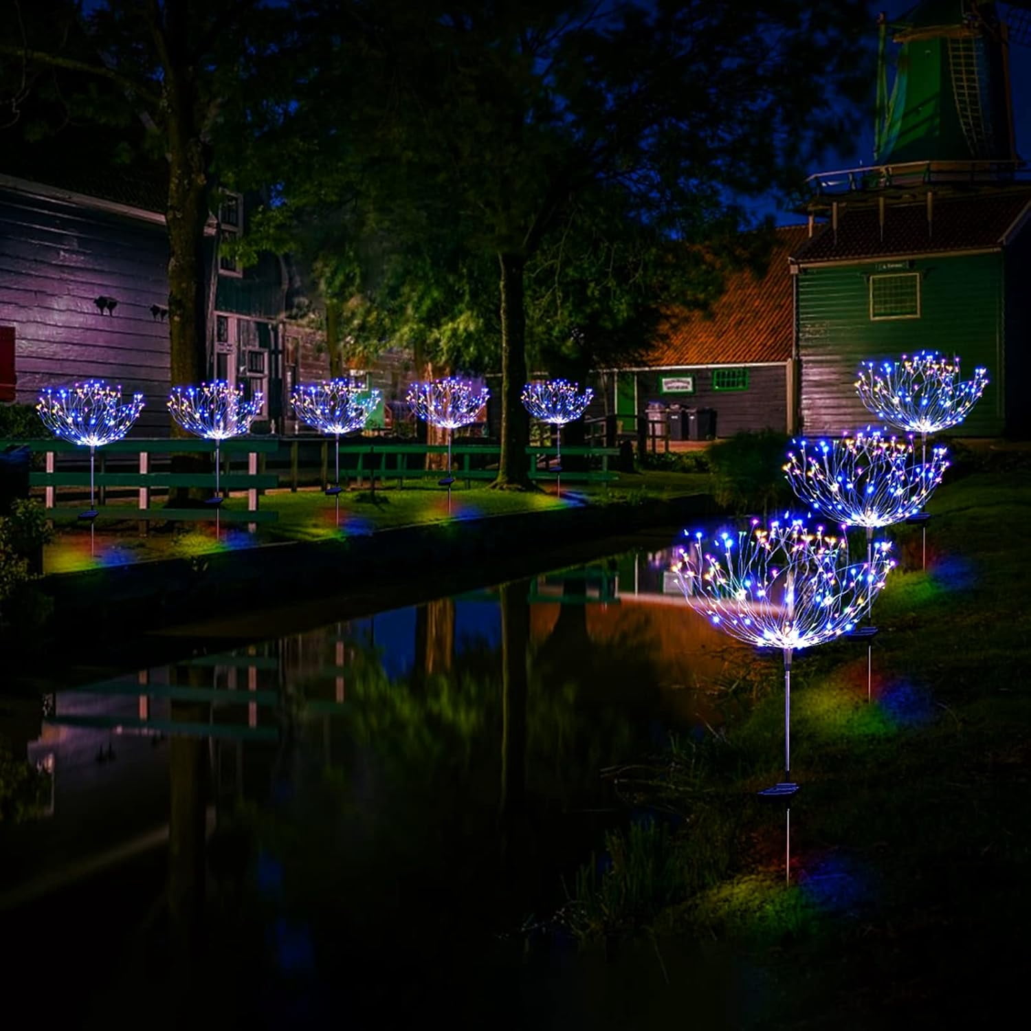 Solar Garden Firework Lights Outdoor Waterproof 6 Pack, 120 LED Sparklers, Colorful, for Patio, Backyard, Sidewalk, Christmas, Parties