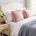 thumbnail image 4 of Yatlte Velvet Ruffle Throw Pillow Covers Couch, Decorative Pillowcases with Ruffles 18x18 Inch Solid Color Shabby Chic Farmhouse Cushion Cover for Living Room Sofa Bed, 4 of 6