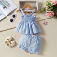 thumbnail image 2 of Gerichy Girls Summer Outfits, 3Pcs Baby Girls Clothes Set Floral Romper Jumpsuit Bowknot Shorts Outfits, 2 of 4