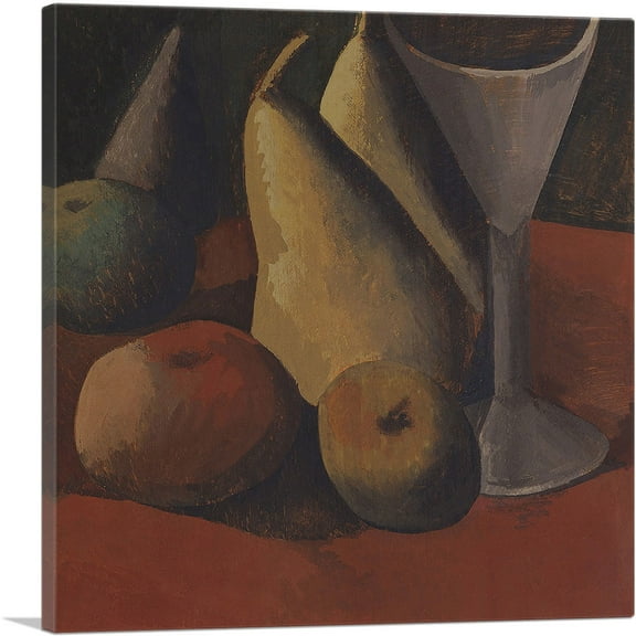 ARTCANVAS Still Life with Fruit and Glass 1908 Canvas Art Print by Pablo Picasso - Size: 18" x 18" (0.75" Deep)