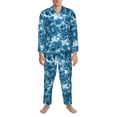 thumbnail image 3 of Sikiie Blue Tie Dye Mens Pajama Set, Soft Warm Long Sleeve Sleepwear, Cozy Button-Down Pjs for Men-Medium, 3 of 7