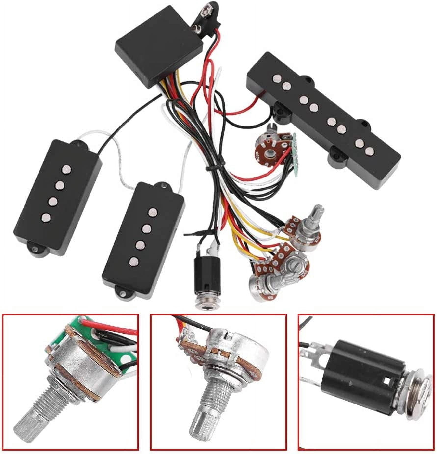 Bass Pickup,Electric Bass Preamp Wiring Circuit Pickup Replacement Accessory for Bass Guitar Active Equalizer