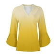 thumbnail image 6 of CYMMPU Fall Trendy Shirts 3/4 Sleeve T-Shirts Spring Tops Blouses for Women Dressy Casual Floral Pattern Loose Fit V Neck Business Elegant Work Tops T-Shirts Yellow XXL, 6 of 6