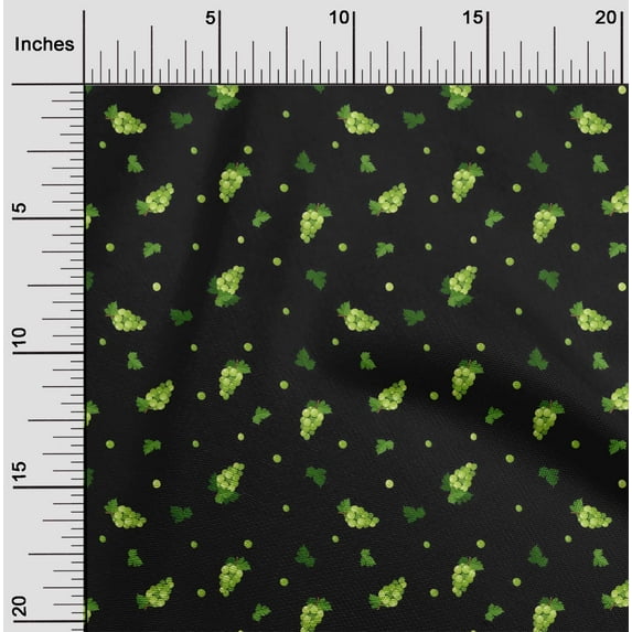 oneOone Organic Cotton Voile Fabric Leaves & Grapes Fruits Print Sewing Fabric BTY 42 Inch Wide