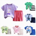 thumbnail image 4 of HCNTES Boy's Short Set 2 Piece Crewneck T-Shirt and Short Outfits Summer Casual Sets for Kids(3-9 Months,a128-Pink), 4 of 4