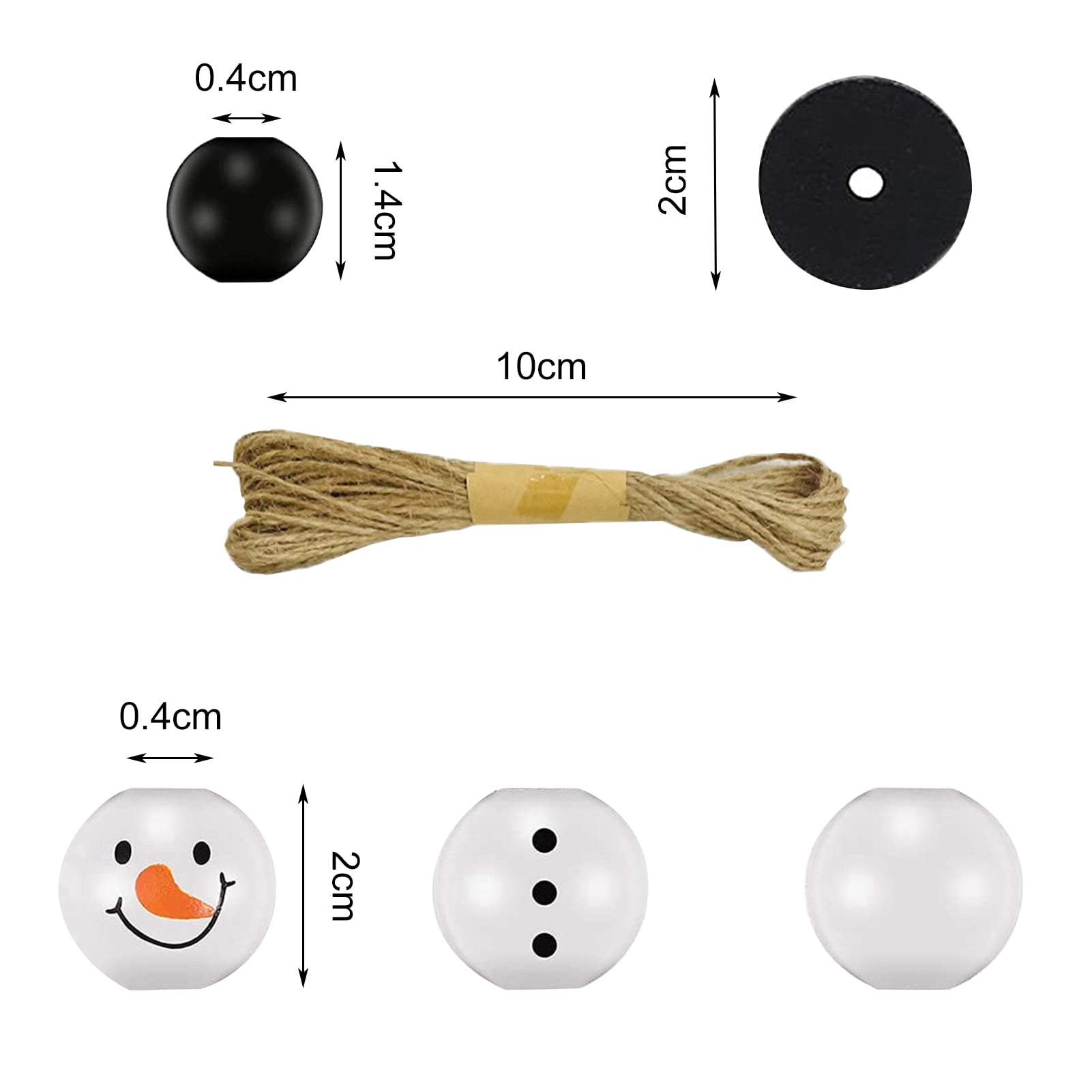 Opvise 50/100Pcs Christmas Snowman Wooden Beads Heavy Duty DIY Craft Handmade Bracelet Necklace Jewelry Making Cartoon Snowman Loose Beads Kit for Christmas 100pcs