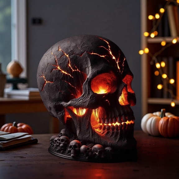 BiFandian Halloween Skull Decoration Lamp, Spooky Skull Head LED Light, Decorative Night Light for Halloween Decor and Themed Parties