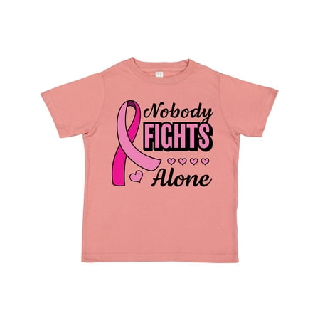

Inktastic Breast Cancer Awareness Nobody Fights Alone Pink Ribbon Gift Toddler Boy or Toddler Girl T-Shirt