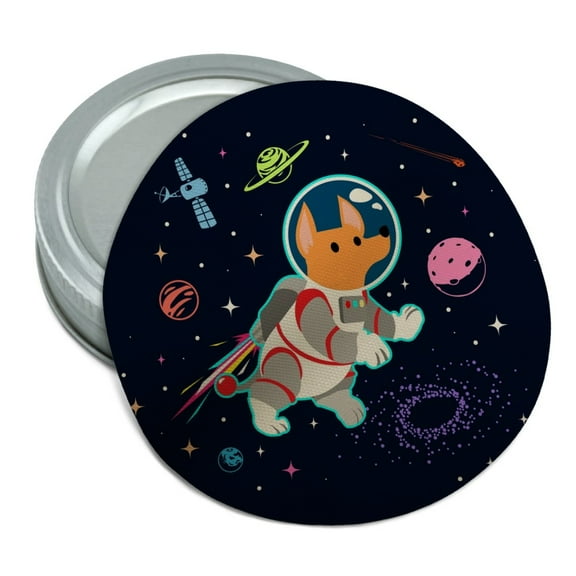 Cosmonaut Astronaut Dog in Space with Planets and Stars Round Rubber Non-Slip Jar Gripper Lid Opener