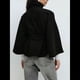 thumbnail image 4 of Ponchos con Mangas de Murciélago para Mujer, Abrigo de Lana con Cuello Alto y Cinturón, Chaqueta Corta de Invierno Negro L, 4 of 7