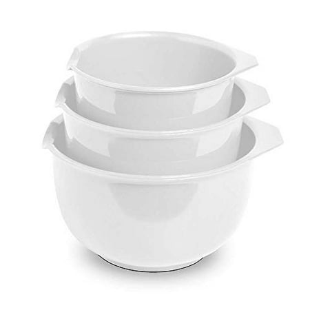 Glad Mixing Bowls with Pour Spout  Set of 3 | 3.6  1.9  and 1.2 Quart Nested Design | BPA Free  Food Safe  Non-Slip Bottoms  White