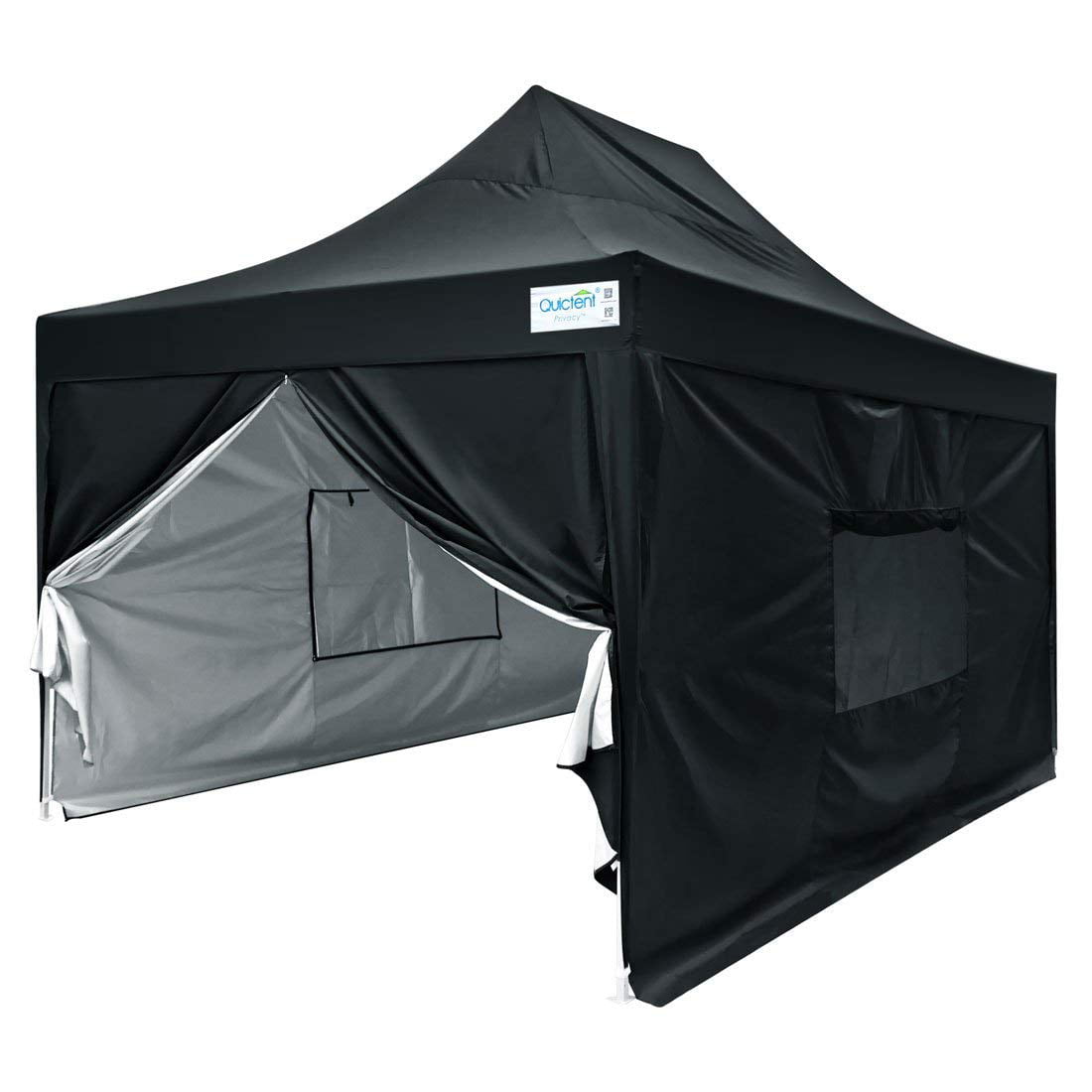 10' X 15' Outdoor Pop up Canopy Gazebo Pavilion Tent Shelter White Frame Black 