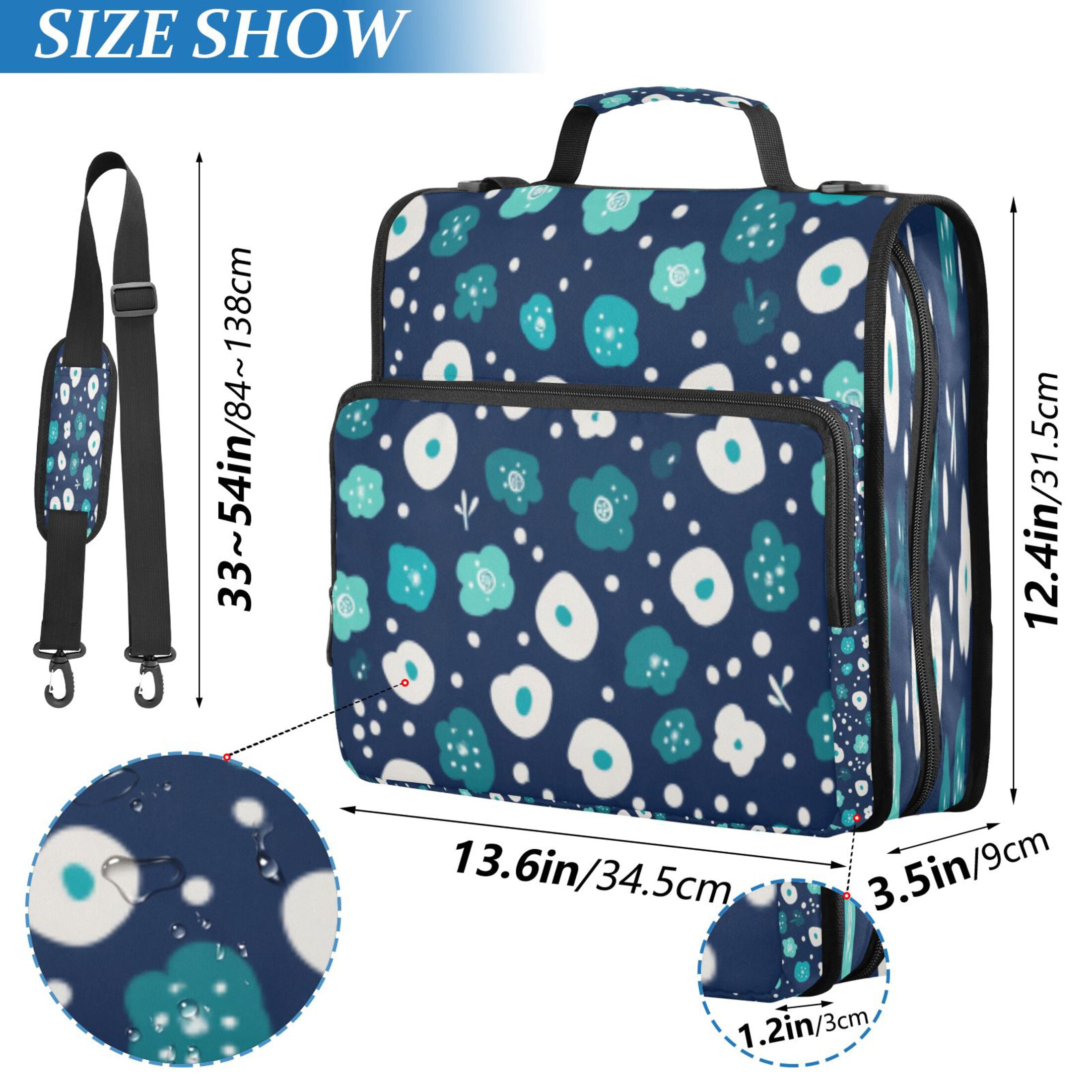 DIXRUYEE Zipper Binder trapper keeper Documents Organized Azure Floral Dot Mosaic Printed
