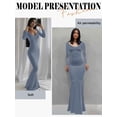 thumbnail image 4 of Xuanfei Women Boat Neck Solid Color Long Sleeve Bodycon Fishtail Dress, 4 of 4