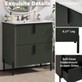 thumbnail image 5 of 30" Bathroom Vanity with Ceramic Sink, Modern Fluted MDF Cabinet, Full-Extension Soft Close Drawers, Minimalist Black Pulls, Green Finish, American Design, Bathroom Storage, 5 of 8