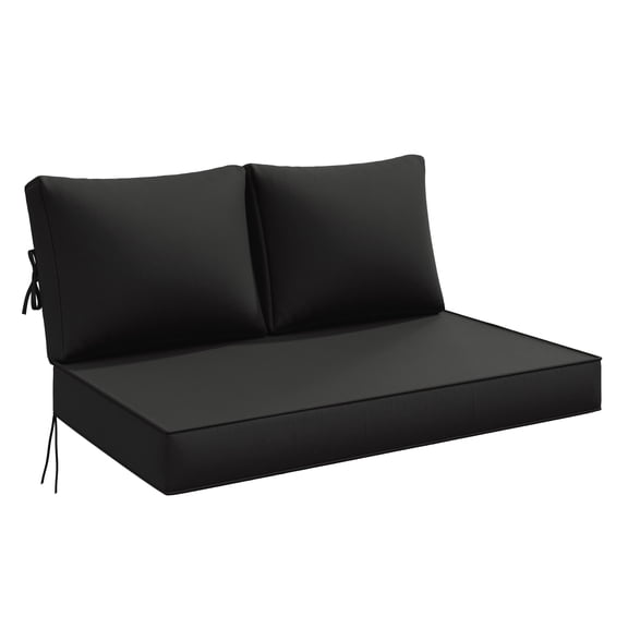 Snubbull Outdoor 46" x 26" x 5" Loveseat Cushion Set, Water repellent, Fade Resistant, Cushion Set for Couch, Bench, and Swing, Black