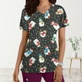 thumbnail image 1 of Puntoco, blusas con cuello en V y manga corta a la moda para mujer, blusa de bolsillo con estampado de uniforme de trabajo, tops Puntoco Puntoco-4207, 1 of 5