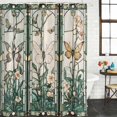 thumbnail image 3 of Retro Butterfly Waterproof Fabric Shower Curtain,Green Spring Floral Botanical Waterproof Fabric Shower Curtain for Bathroom Curtains Bathtubs Hotel Shower Curtains with 12 Hooks Standard 60x72, 3 of 8