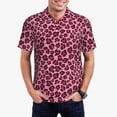 thumbnail image 1 of Balery Rose Leopard Print Camisa Polo de Hombre con Estampado, de Manga Corta y Tejido Medio, Camisa Tipo Golf Polo-Small, 1 of 6