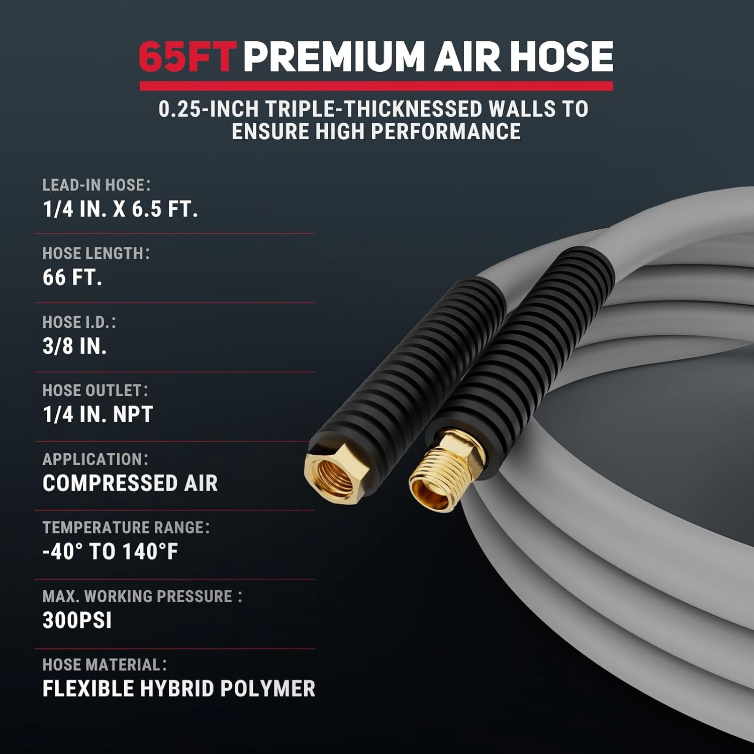 Air Hose Reel 50 Ft Retractable, 3/8 In Auto Rewind Air Hose Reel with Air Blow Gun, Any Length Lock, 180° Swivel Wall Mount Air Tool for Garage Workshop