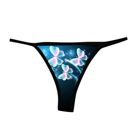 

WZHKSN Womens Print Panty Yellow Cotton Thongs 1-Pack