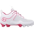 thumbnail image 2 of Under Armour Youth Glyde Rm Molded Fastpitch Softball Cleats White/Pink Medium 13K 13K Medium US/White|Pink, 2 of 7
