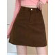 thumbnail image 4 of Falda de pana de terciopelo para mujer, temporada otoño-invierno, para personas pequeñas, antiexposición, cintura alta, adelgazante, con forma de letra, tipo bolsa, 4 of 4