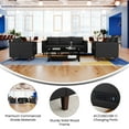 thumbnail image 4 of Flash Furniture 3 Piece Black LeatherSoft Sofa and 2 Chair Set, 8 AC Outlets/4 USB/4 USB-C Ports, Solid Wood Walnut Legs with Adjustable Glides, 4 of 13