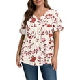 thumbnail image 4 of Plus Size Blusas Elegantes Para Mujer, Womens Spring Summer Short Sleeve Tops Trendy Button Down V Neck Henley T Shirts Casual Cute Basic Graphic Blouses, Light pink XL, 4 of 6