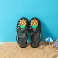 thumbnail image 4 of Xfvqtps Girls Jelly Sandals Closed Toe Cross Straps Hollow out Sequin Fruit Decoration Adjustable Buckle Durable Non Slip Washable Lightweight Summer PVC Water Shoes for 2-9 Years Black, 4 of 9