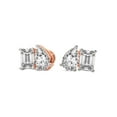 thumbnail image 4 of Emerald & Pear Shape Lab Grown Diamond Double Delight Stud Earrings For Women | 1 Carat IGI Certified 14K Rose Gold | FG-VS1-VS2 Quality Friendly Diamonds Earrings, 4 of 7