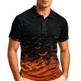 thumbnail image 3 of IAJDKMEK Halloween Men's Short Sleeve Polo Shirt - Collared Knit Shirt Breathable Summer Shirt for Holiday Wear, Daily, Golf Shirt & Costume,Orange S, 3 of 7