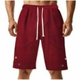 thumbnail image 7 of Elvqul Shorts for Men with Pockets Cargo Pull On Red Solid Color Basketball Elastic Waist Mens Shorts Drawstrings, 7 of 7