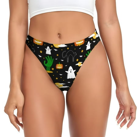 Adobk Halloween Print Seamless Women Underwear Thongs No Show Ladies Thong No Line Breathable Comfortable Panties Undies for Women-3X-Large