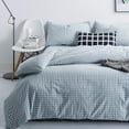 thumbnail image 3 of Light Blue Gingham Duvet Cover Queen 100% Washed Cotton Blue Plaid Duvet Cover Set 3 Pieces 1 Blue Grid Duvet Cover with Zipper Ties 2 Pillow Cases Luxury Gingham Plaid Bedding Set Breathable, 3 of 14