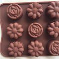 thumbnail image 5 of 1Pc Chocolate Mold,Diy Silicone 15 In 3 Different Flower Shape Chocolate Mold Cake Mold Coffee Color, 5 of 6