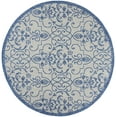 thumbnail image 2 of Nourison Garden Party Indoor/Outdoor Transitional Damask Ivory/Blue 7'10" x round Area Rug, (8' Round), 2 of 9