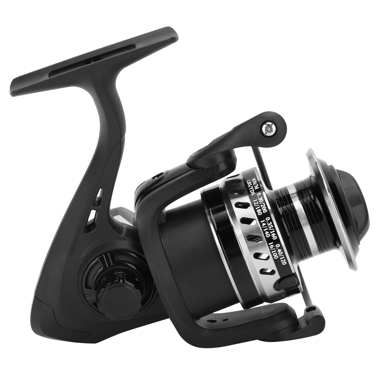 YAHHU Portable Metal Sea Rod Spinning Fishing Line Reel Rocking Raft Accessory LS5000 Silver Black with 5.2:1 Gear Ratio for Saltwater Freshwater Fishing Ambidextrous Retrieve (5.12 inches / 13 cm)