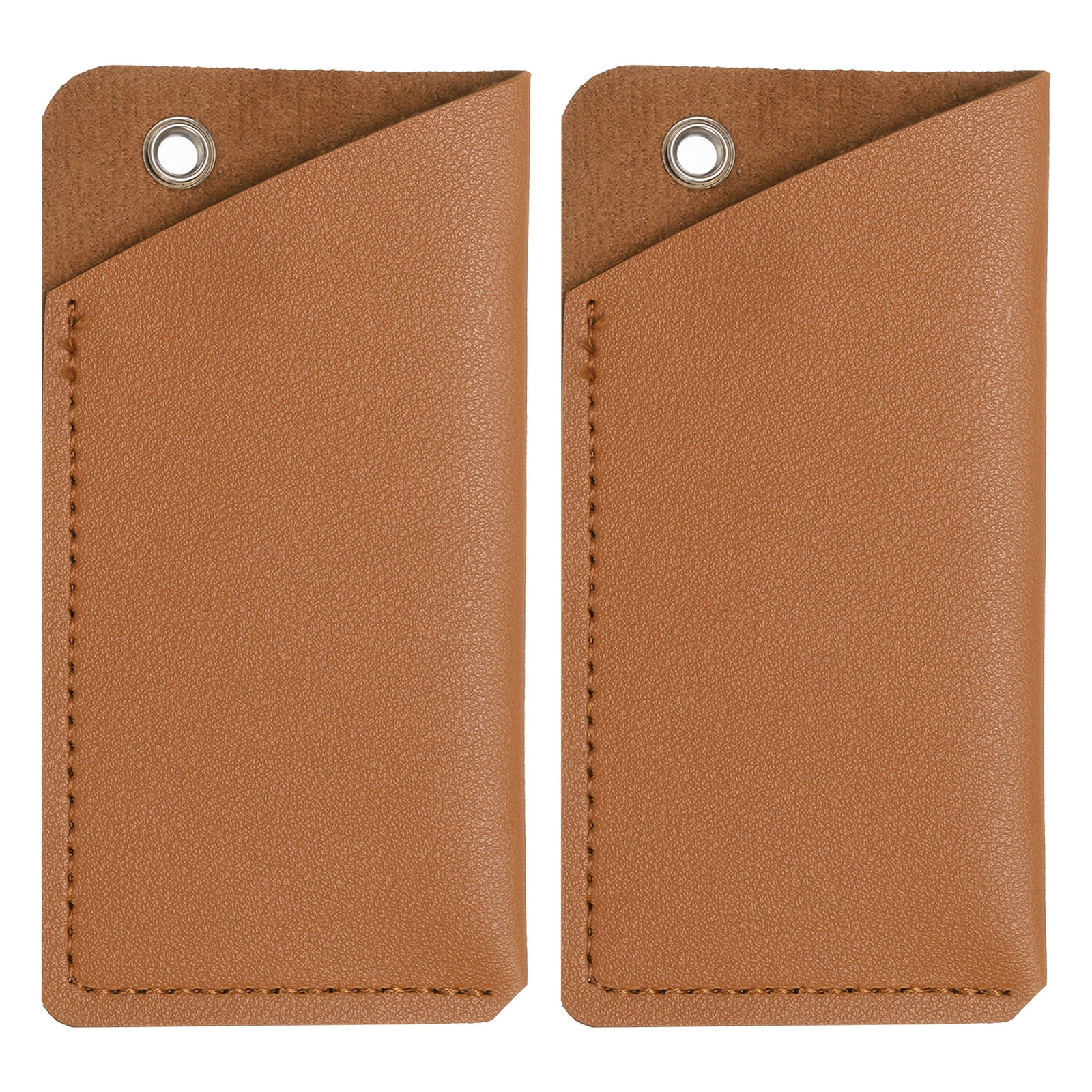 Uxcell 2pcs Leather Knife Sheath 4.72 x 2.36 with Hole for Belt Folding Knife Camping Outdoors Deep Brown