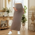 thumbnail image 2 of Lispipm Maternity Adjustable Waist Maxi Skirt Summer Rib Knit High Waist Stretchy Pregnancy Long Pencil Skirts for Daily Brown L, 2 of 8