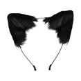 thumbnail image 3 of Diadema con orejas para fiesta, hecha a mano, con pelo sintético, ideal para disfraz de carnaval. Negro, 3 of 9