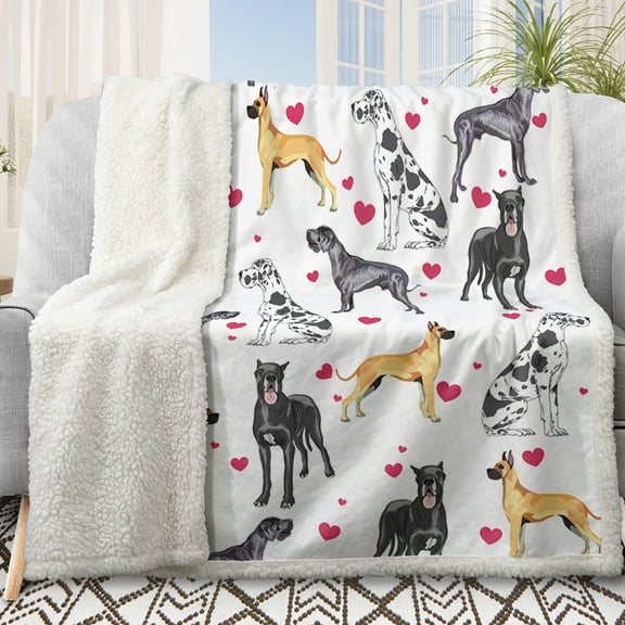 Sleepwish Sherpa Throw Blanket for Couch Reversible Blanket White Brown Dog Fleece Blanket Bed Sofa Blanket for Kids, 50x60"