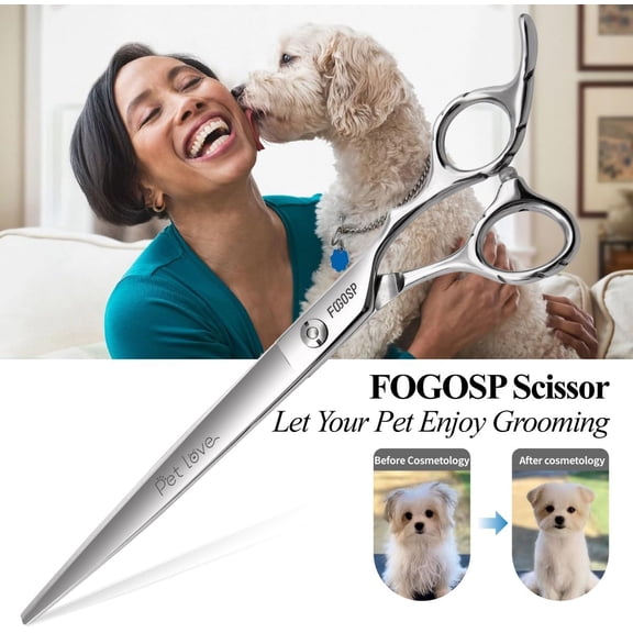 9.0'' Dog Grooming Scissors Straight Professional Pet Grooming Shears for Thick Long Hair Large Dog Cat (9.0 In, Straight)