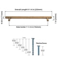 thumbnail image 6 of Goo-Ki 6-Pack Vintage Brass Drawer Handles 7.6''Hole Center（192mm） Hole Centers Straight Bar Pull for Kitchen Cabinets and Dresser Drawers, 6 of 6