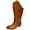 Brown, variant on Fesfesfes Tall Boots for Young Ladies Large Size Thick Heel Solid Color Stitched Square Toe Front Lace-up High US:6(37)