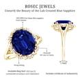 thumbnail image 5 of Rosec Jewels Vintage Inspired Lab Grown Blue Sapphire Ring with Diamond (10X12 mm), 10K Yellow Gold, US 9.50, 5 of 8