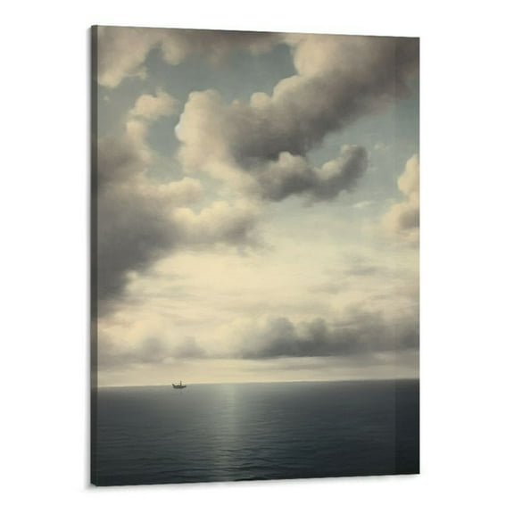 PRATYUS  Framed Canvas Wall Art Vintage Print Cloudy Sky on the Ocean Lake Nature Landscape Painting Wall Art Prints, Canvas Wall Art for Bedroom, Dining Office Hallway Decor - 20x16 Inch